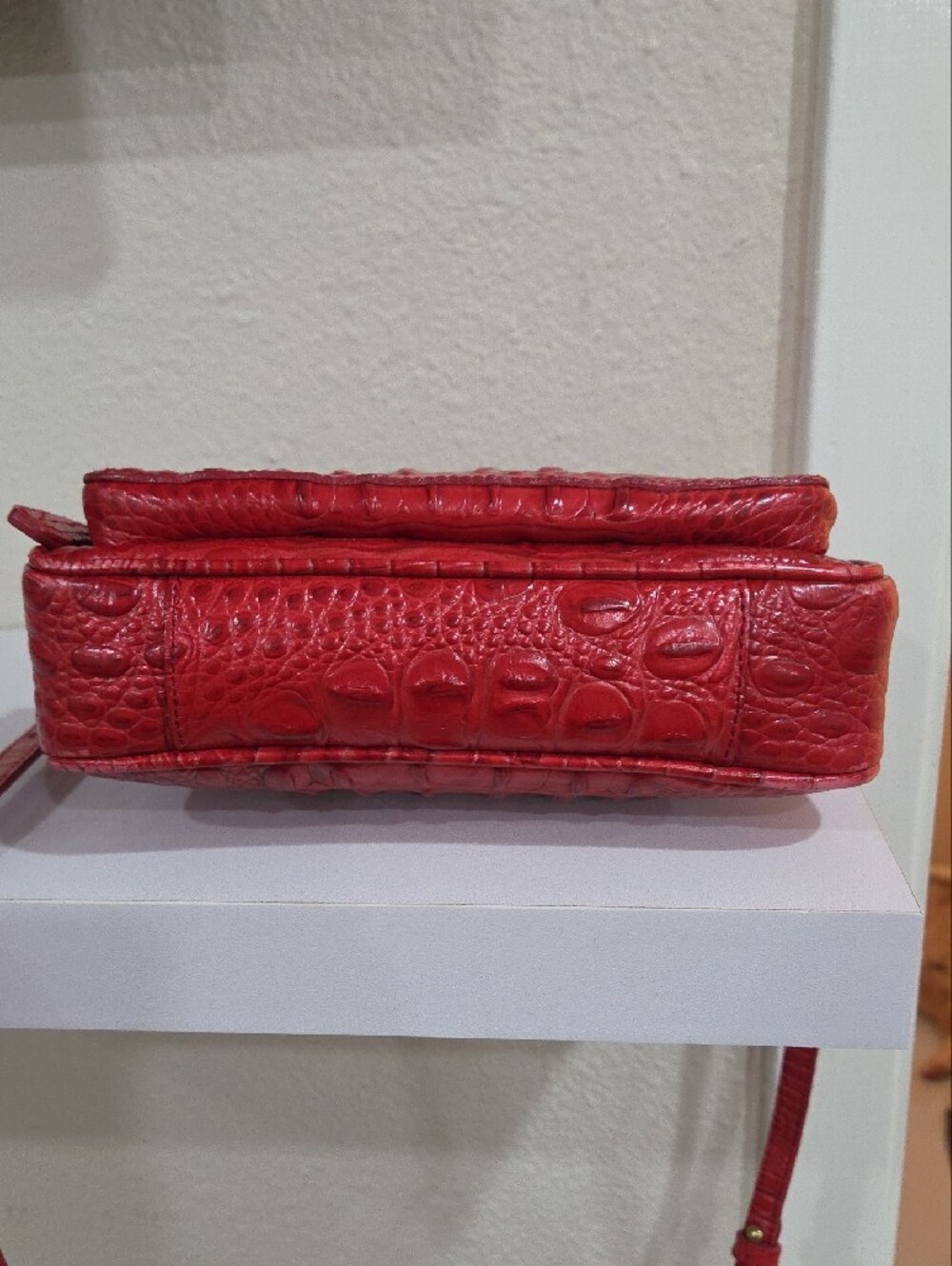 Brahmin Red Croc-Embossed Crossbody with Gold Hardware - Picture 6 of 8